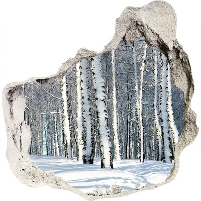 Hole in the wall decal Winter forest in white