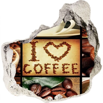 3D wall hole wallpaper Coffee in the heart