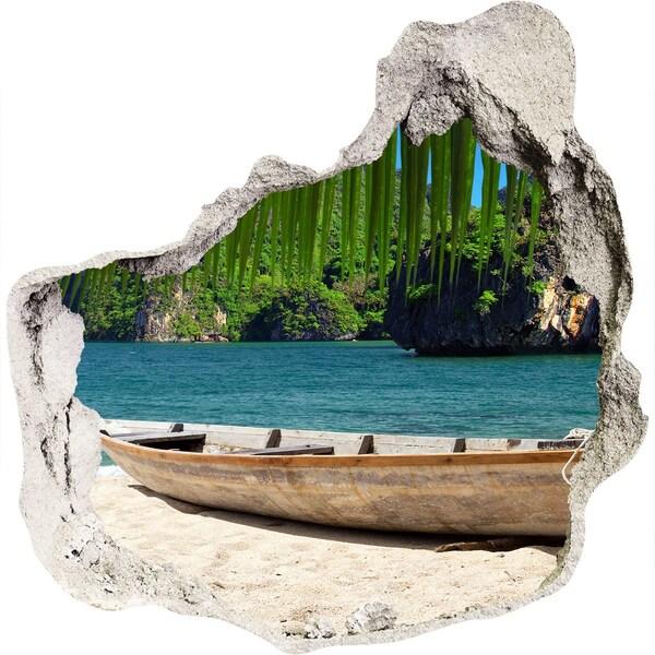 Hole wall sticker Tropical bay with a boat