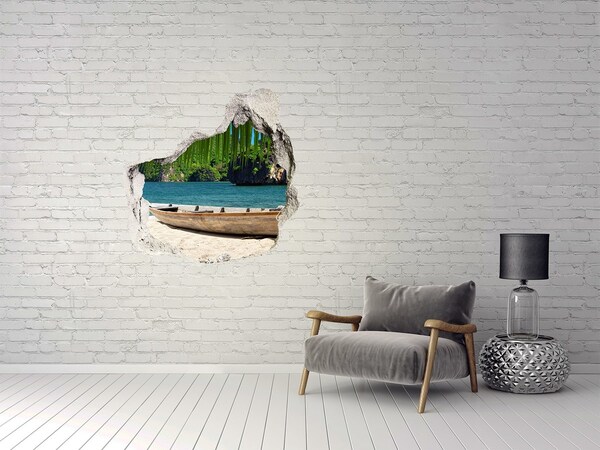 Hole wall sticker Tropical bay with a boat