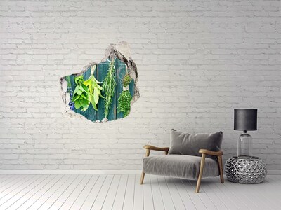 Hole in the wall decal Herbs on a string