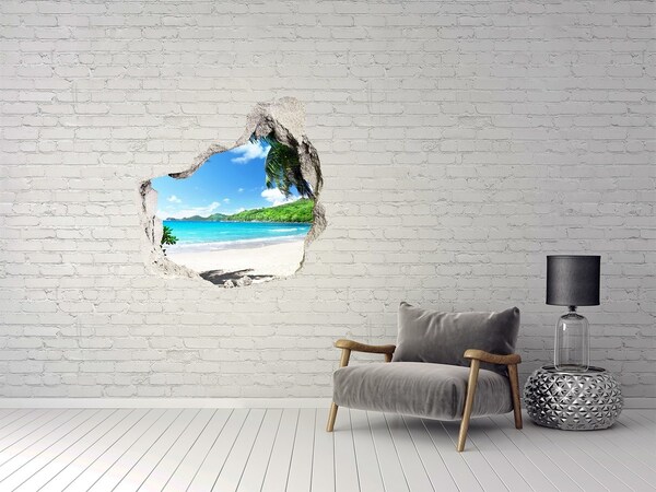 Hole wall sticker Caribbean Beach Through a Hole in the Wall
