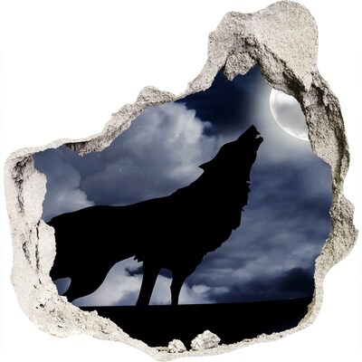 3D wall hole A howling wolf full