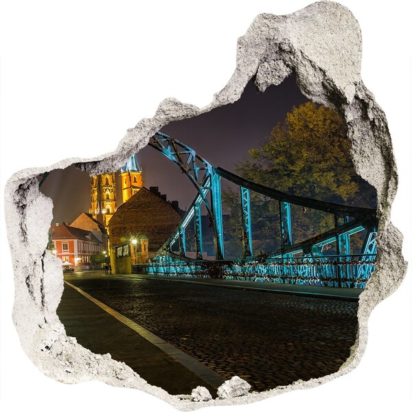 Hole wall sticker The bridge in the night scenery