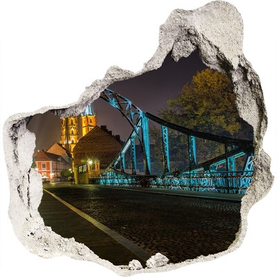 Hole wall sticker The bridge in the night scenery