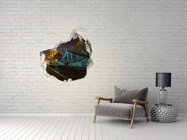 Hole wall sticker The bridge in the night scenery