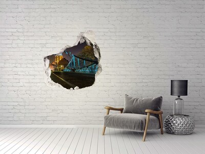Hole wall sticker The bridge in the night scenery
