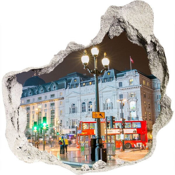 Hole wall sticker London street at night