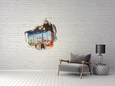 Hole wall sticker London street at night