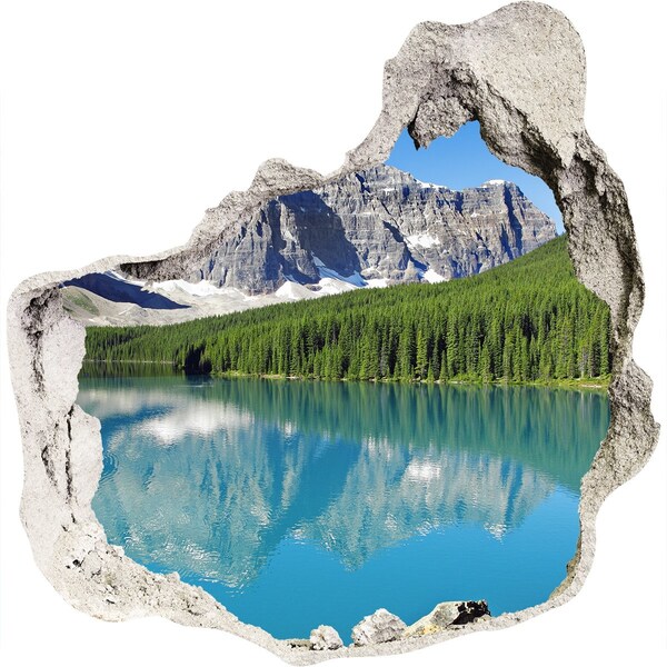 Hole wall sticker Mountain landscape with a lake