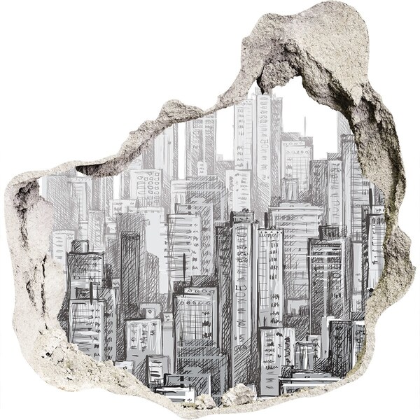 Hole wall sticker The city behind the wall