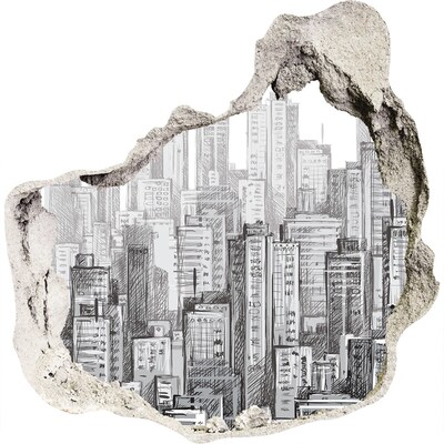 Hole wall sticker Skyscrapers