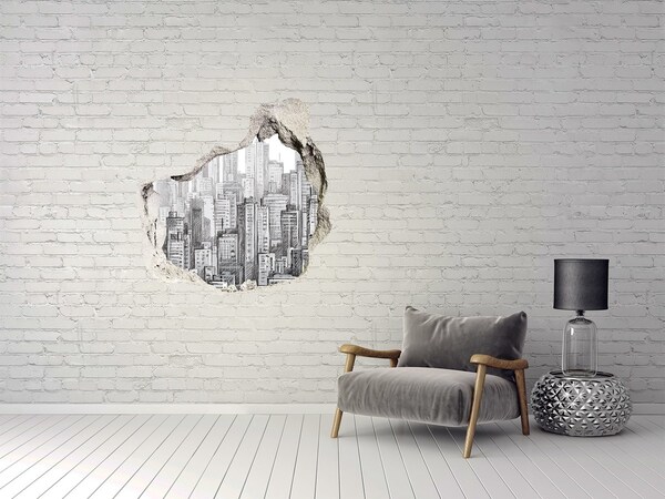 Hole wall sticker Skyscrapers