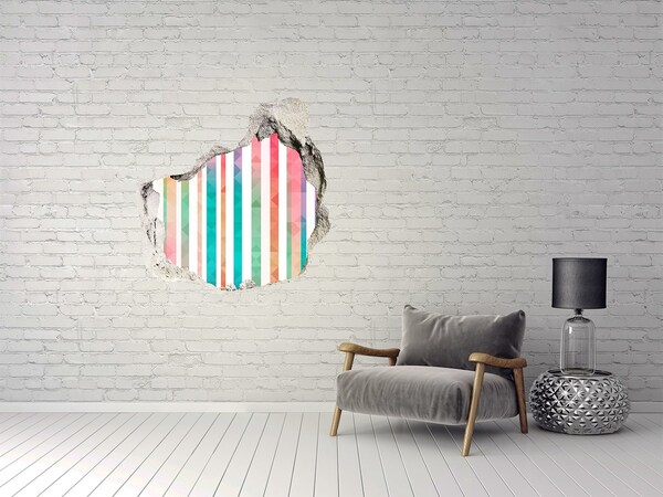 Hole in the wall sticker Rainbow stripes