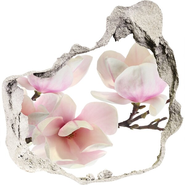 Hole wall sticker Magnolia flowers through a hole in the wall