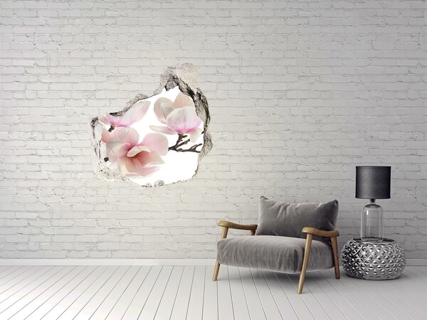 Hole wall sticker Magnolia flowers through a hole in the wall