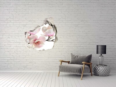 Hole wall sticker Magnolia flowers through a hole in the wall