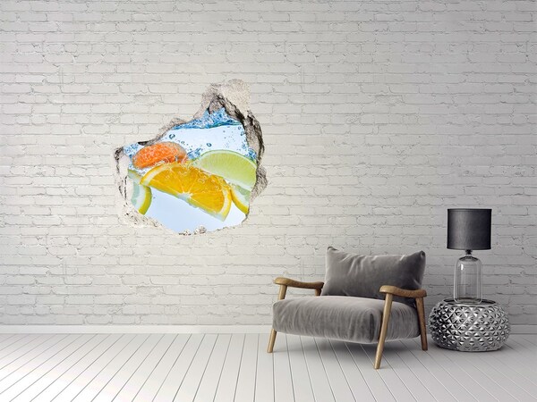 Hole in the wall decal Citruses under water