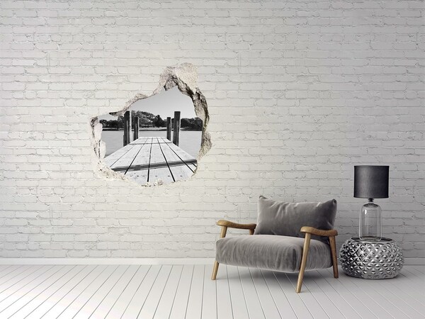 Hole in the wall decal Pier on the lake