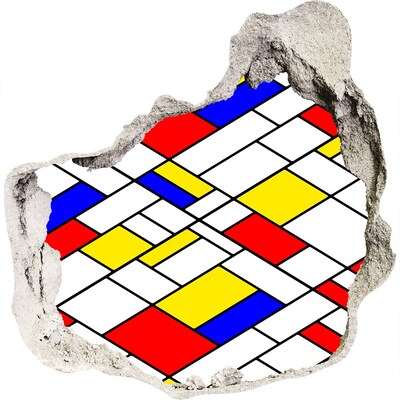 Hole in the wall decal Abstract pattern in the style of Mondrian