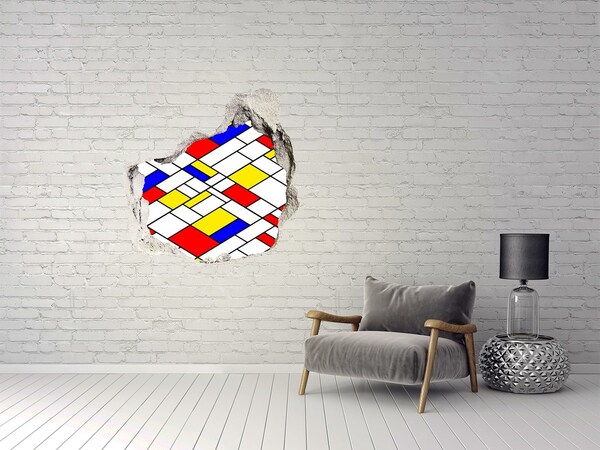 Hole in the wall decal Abstract pattern in the style of Mondrian