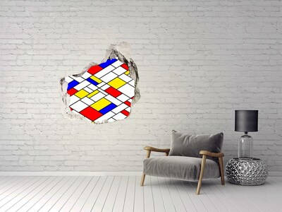 Hole in the wall decal Abstract pattern in the style of Mondrian