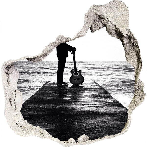 Hole in the wall decal Guitarist on the pier