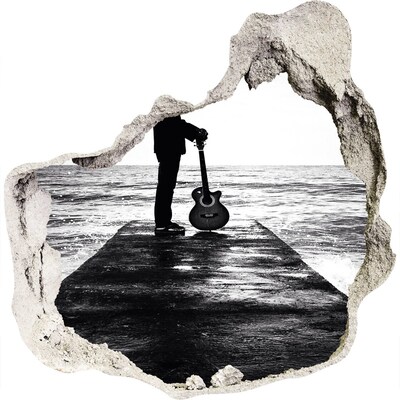 Hole in the wall decal Musician on the pier