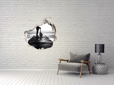 Hole in the wall decal Musician on the pier