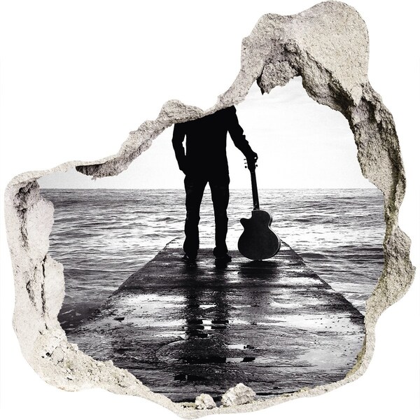 Hole in the wall sticker Musician on the pier