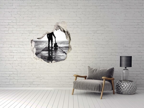 Hole in the wall sticker Musician on the pier