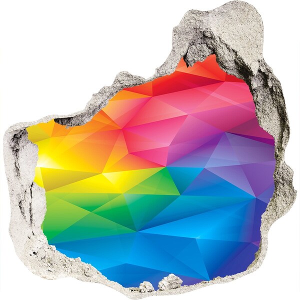 3D wall hole wallpaper A colorful rainbow in the wall