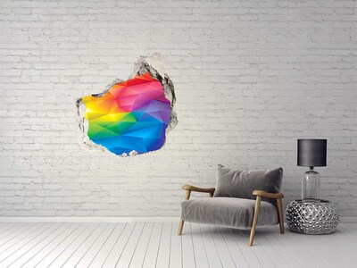 3D wall hole wallpaper A colorful rainbow in the wall