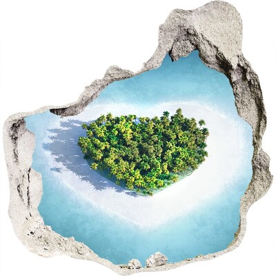 3D wall hole wallpaper A tropical island in the heart of the ocean