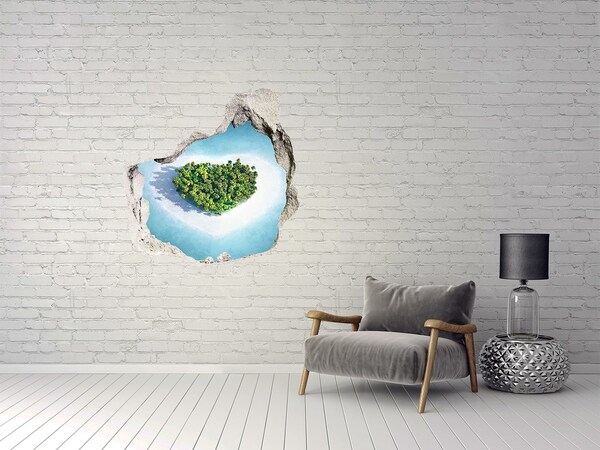 3D wall hole wallpaper Island