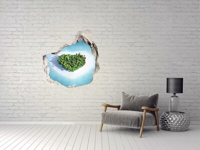 3D wall hole wallpaper A tropical island in the heart of the ocean