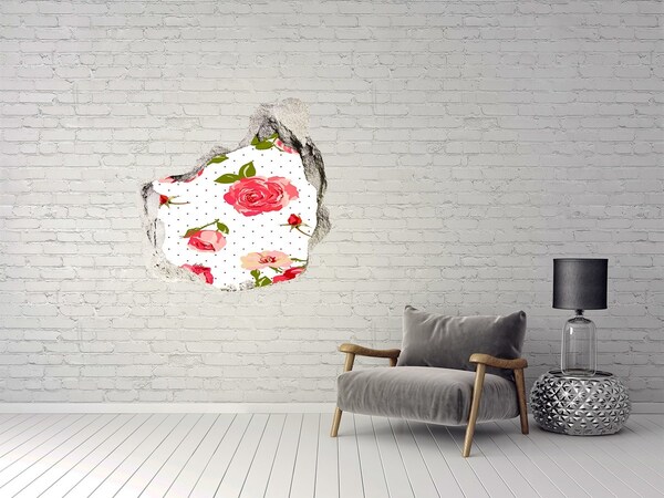 3D wall hole wallpaper Flower wall behind the hole