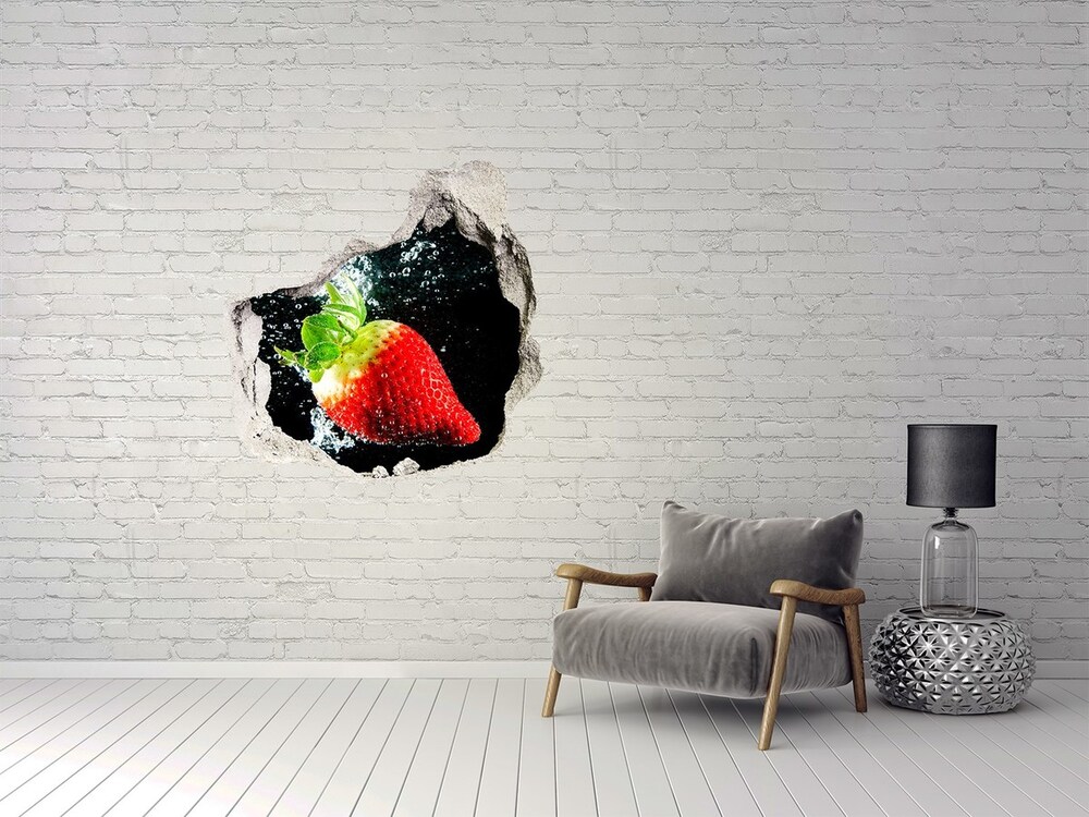 Hole in the wall sticker Strawberry underwater