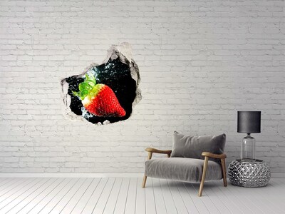 Hole in the wall sticker Strawberry in water