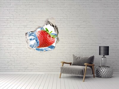 Hole in the wall sticker Juicy strawberry in ice