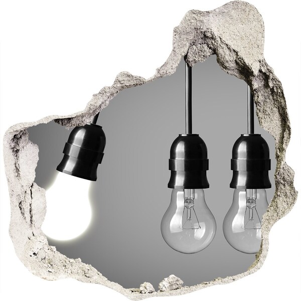 Hole in the wall sticker Broken wall with hanging lamps