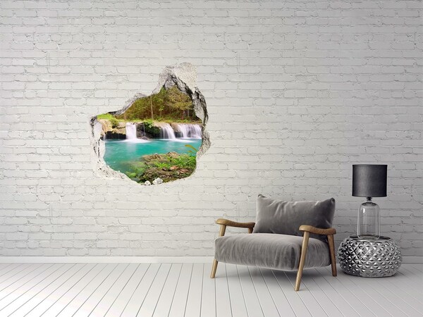 Hole in the wall decal Waterfalls in a tropical forest