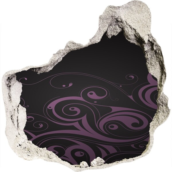 Hole wall sticker Purple patterns on a black background