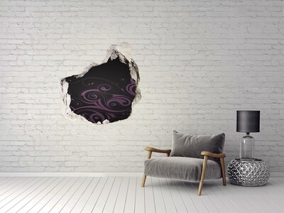 Hole wall sticker Purple patterns on a black background