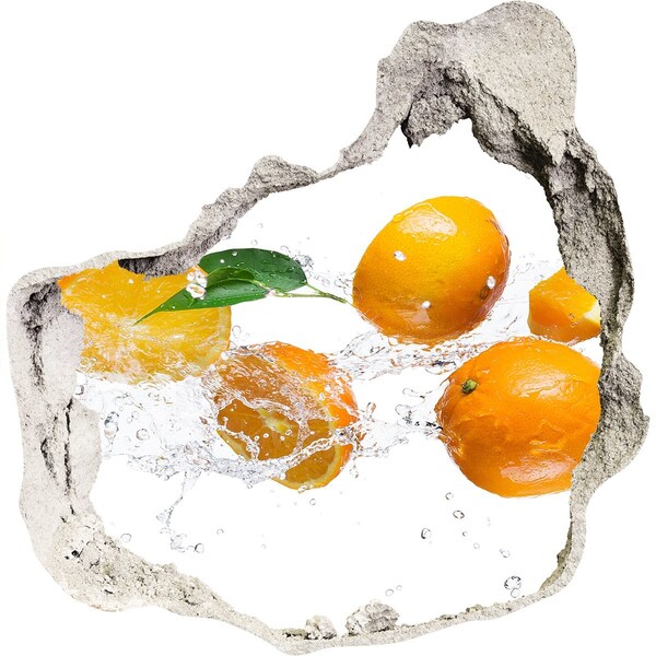 Hole wall sticker Citrus fruits in a water dance