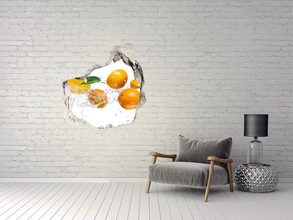 Hole wall sticker Citrus fruits in a water dance