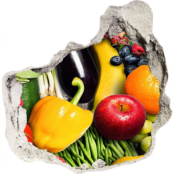 Hole wall sticker Fruit and Vegetables in a Hole in the Wall