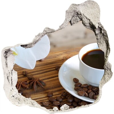 Hole wall sticker Coffee with orchid flower