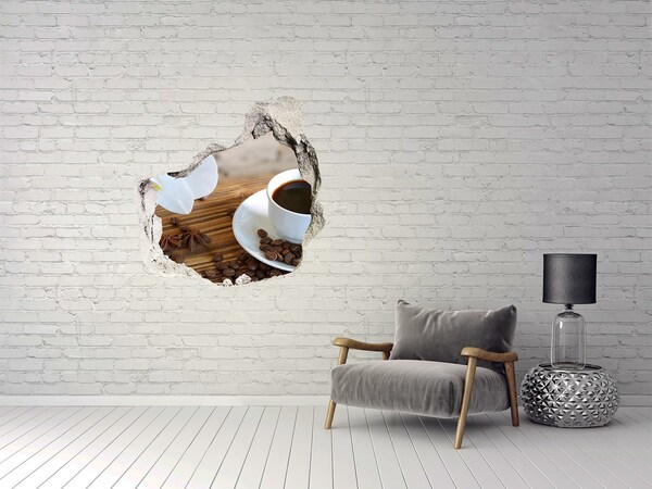 Hole wall sticker Coffee with orchid flower