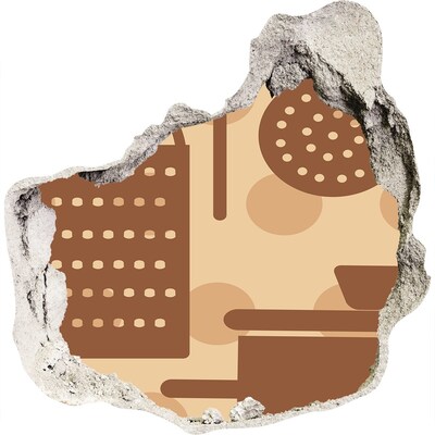 3D wall hole wallpaper Interior with a retro motif